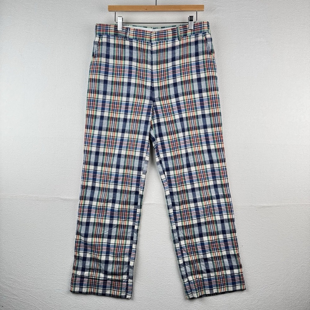 80's Vintage Brooks Brothers Madras Plaid Chino Pants‎ Men's 32x28 Made In USA